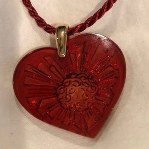 Lalique red necklace with red cord. 🌺